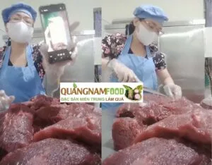 Chọn lọc thịt làm chả bò Đà Nẵng