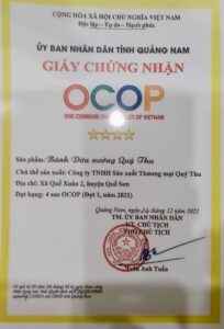 chứng nhận bánh dừa nướng