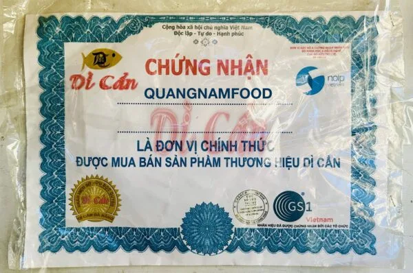 Chứng nhận phân phối mắm nêm Dì Cẩn chính gốc tại HCM